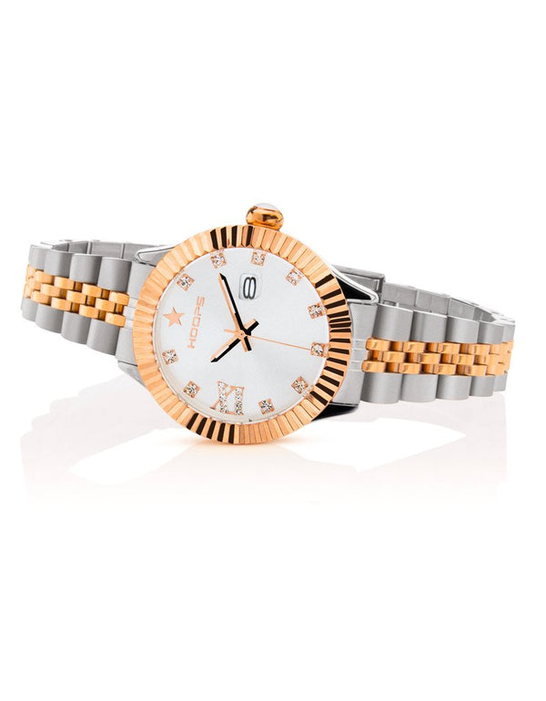 2619LSRG01_OROLOGIO HOOPS NEW LUXURY DIAMONDS SILVER AND GOLD BIANCO
