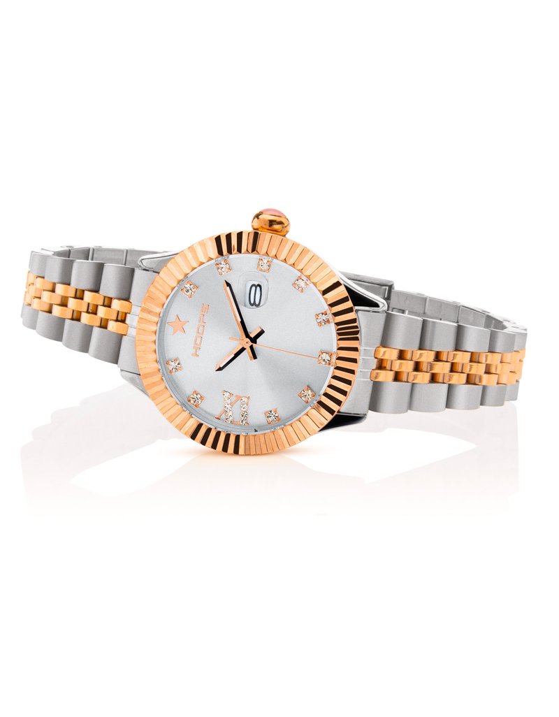 2619LSRG03_OROLOGIO HOOPS NEW LUXURY DIAMONDS SILVER AND GOLD SILVER